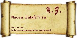 Macsa Zakária névjegykártya